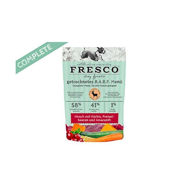 FRESCO Trockenbarf Complete-Menü Hirsch mit Kürbis, Preiselbeeren und ...