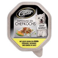 Cesar Empfehlung des Chefkochs mit leicht gegrillten Huhn & Naturreis & Gemüse in Sauce