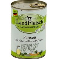 LandFleisch Hausmannskost Pansen mit Reis, Möhren und Erbsen
