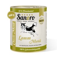 Sanoro Lamm Menü mit Haferflocken, Karotten, Roter Beete und Äpfeln