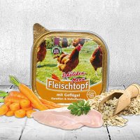 Schecker DOGREFORM Fleischtopf Schälchen-Menü mit Geflügel, Karotten und Haferflocken