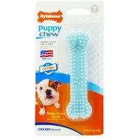 Nylabone Puppy Chew Teething Soft Bone Chicken Flavored Dog Toy Petite Blue